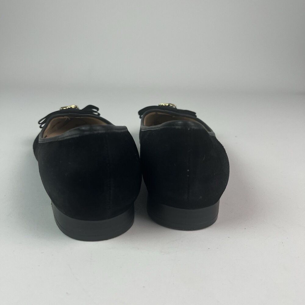 Sam Edelman Lizzy Ballet Flats sz 9.5 Black Suede Leather Bow Preppy Minimalist - Picture 6 of 8